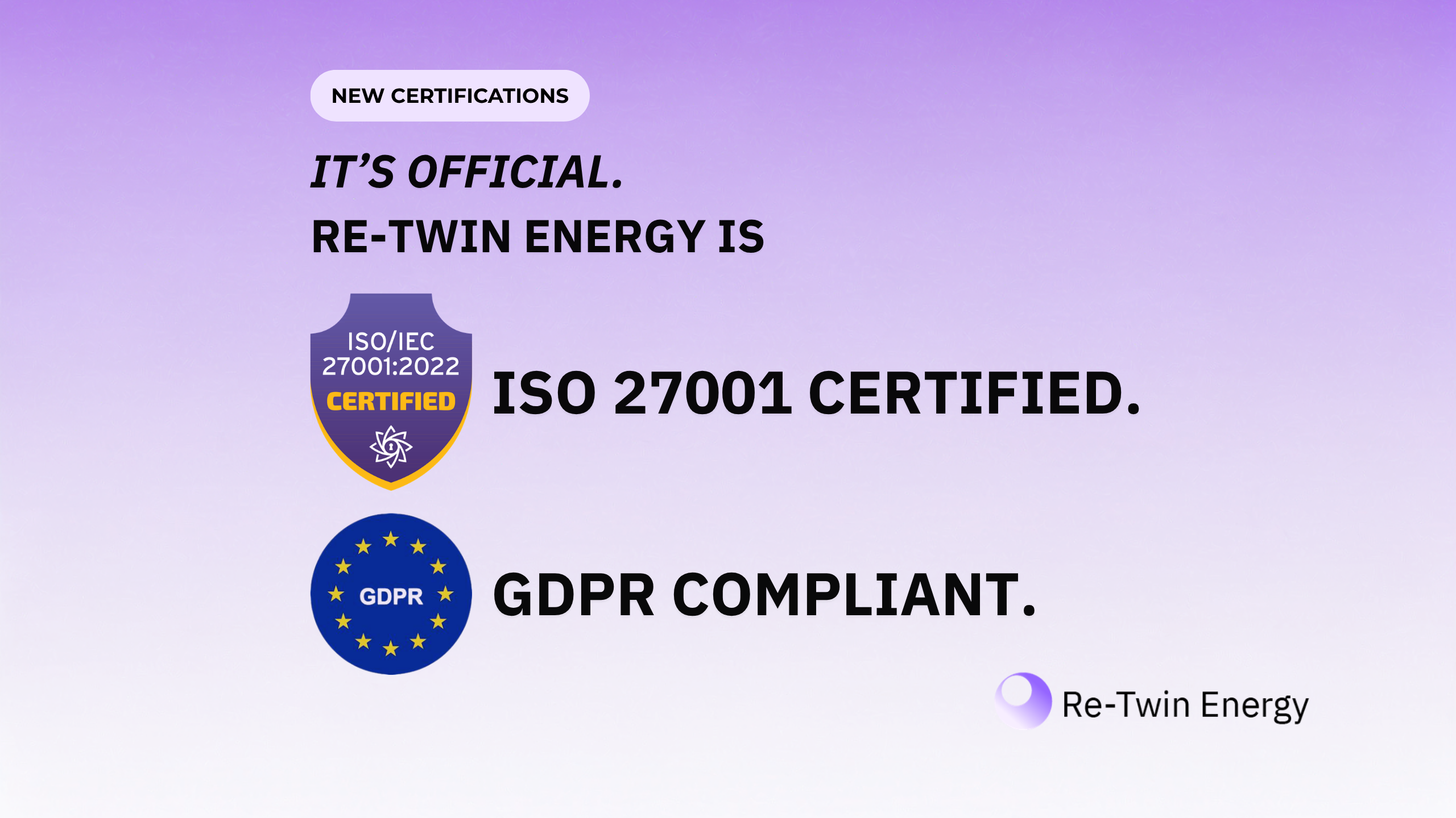 Re-Twin Energy ISO 27001 Certification